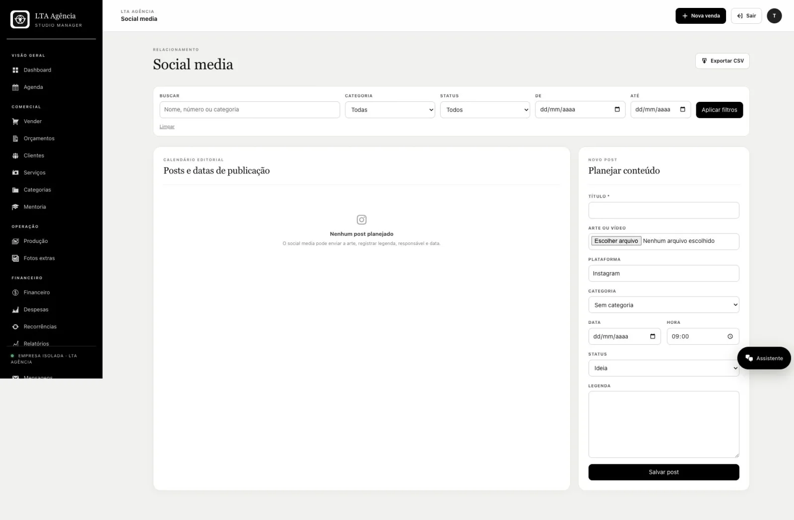 Planejamento de conteúdo para redes sociais