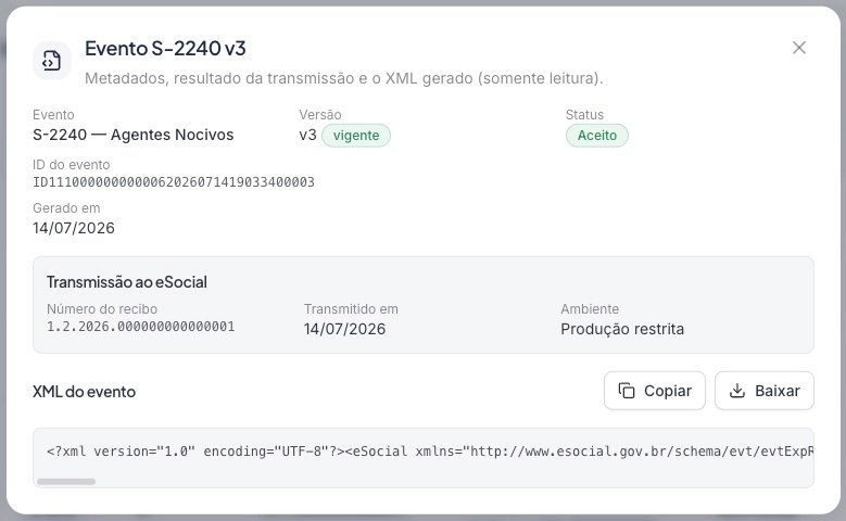 Evento S-2240 aceito