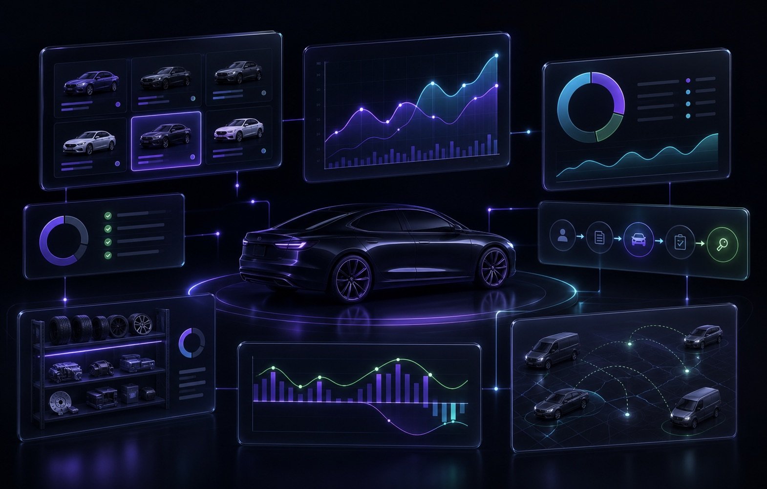 Representação visual de uma operação automotiva conectada