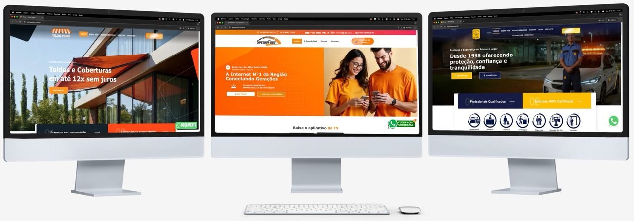 Três projetos de sites da LTA apresentados em monitores