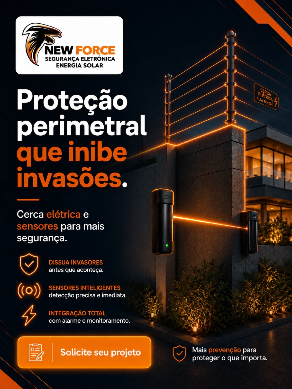 Arte da New Force sobre cerca elétrica e proteção perimetral