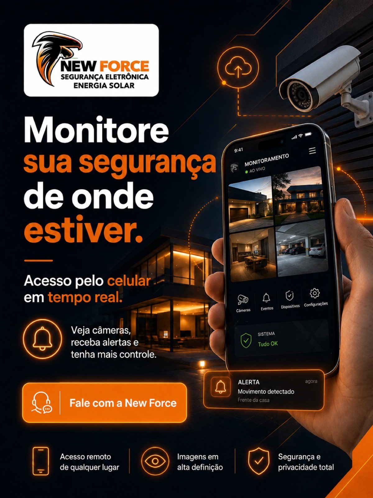 Arte da New Force sobre monitoramento pelo celular
