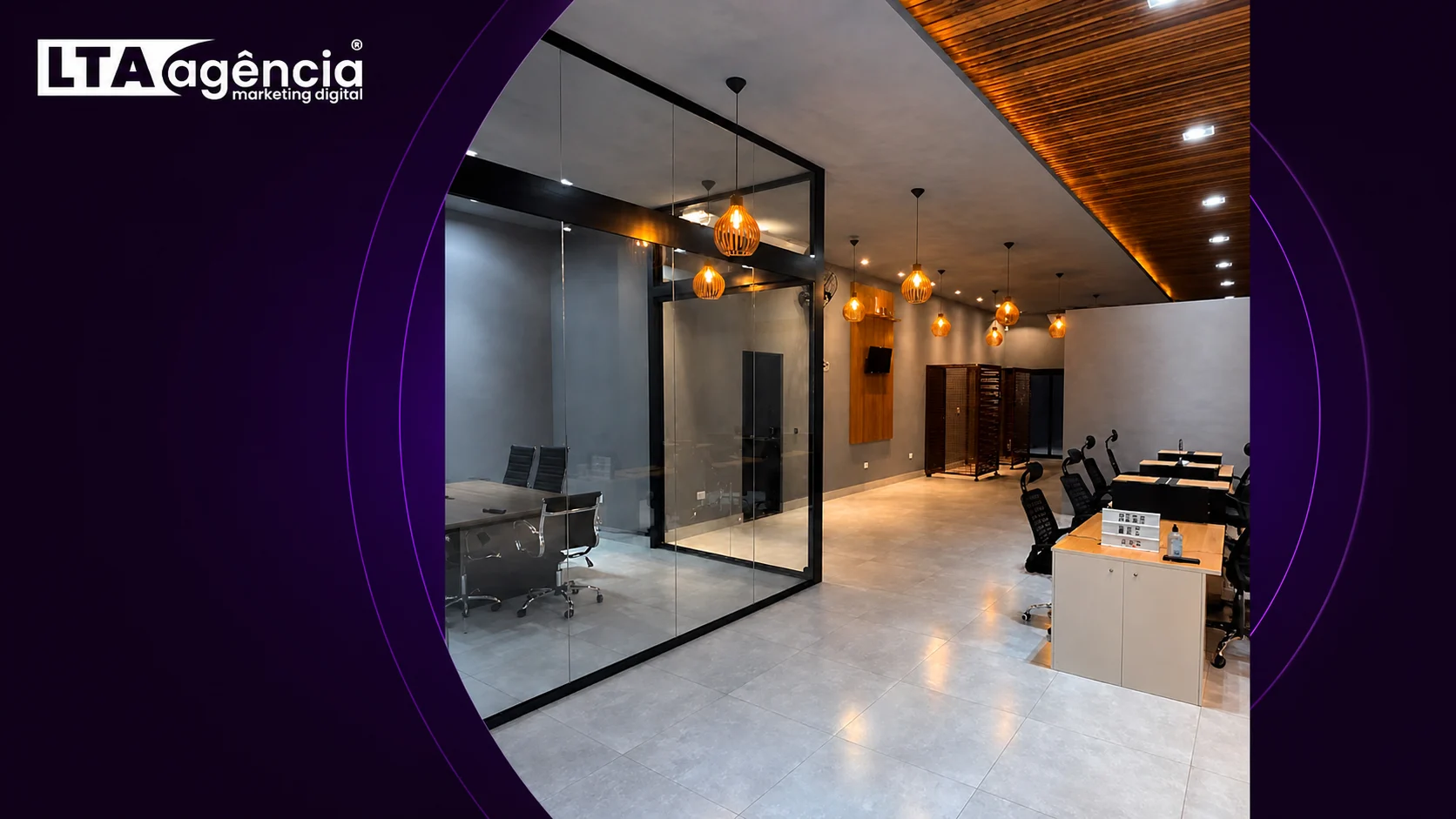 Interior da sede da LTA Agência em Santa Bárbara d’Oeste